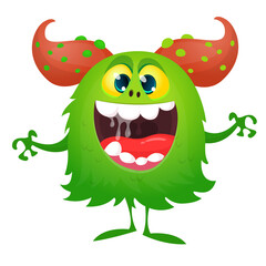 Happy cartoon monster character. Halloween vector illustration