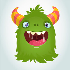 Happy cartoon monster character. Halloween vector illustration