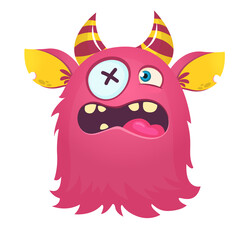 Funny cartoon monster. Illustration of cute monster creature. Halloween design