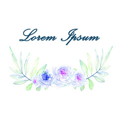 Watercolor design with abstract blue flowers