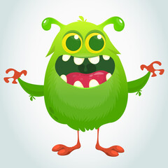 Happy cartoon monster character. Halloween vector illustration