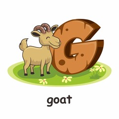 Goat Cartoon 3D Alphabet Wood Animals