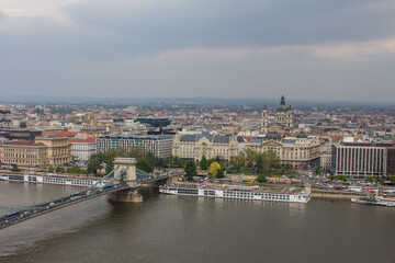 Fototapeta na wymiar View of the Danube river embankment in Budapest. Hungary