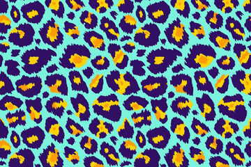 Trendy leopard pattern background. Hand drawn abstract wild animal cheetah skin blue texture for fashion print design, wallpaper, cover, banner. Vector illustration