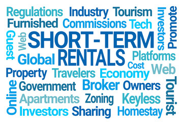 Short Term Rentals Word Cloud on White Background
