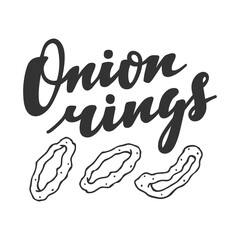 Onion rings vector hand drawn lettering