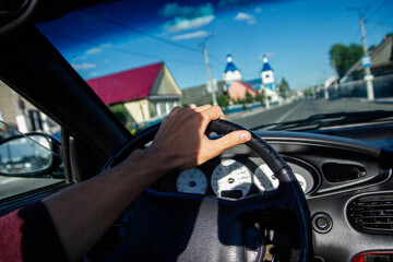 travel by car to holy places, a religious temple.