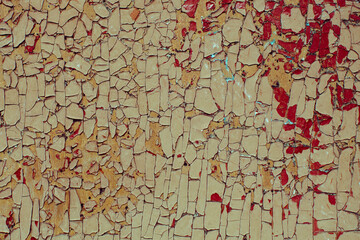 Wood texture backgrounds. Peeling paint on old wooden material on the wall.