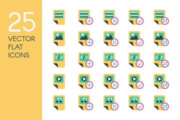 Documents and files flat vector icons set