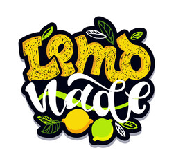 Fototapeta premium Summer lettering quote. Hand drawn doodle lettering art for banner, poster, t-shirt-design, packing. Summer vibes. Lemonade party.