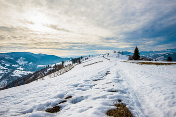 Beautiful panorama of mountain slopes