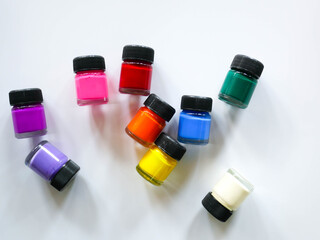 Poster Color bottle on white background, pastel colors