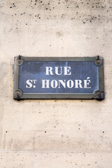 St Honore Street Sign; Paris