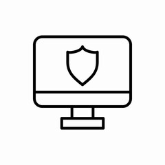 Outline monitor with shield icon.Monitor with shield vector illustration. Symbol for web and mobile