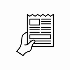 Outline newspapers with hand icon.Newspapers with hand vector illustration. Symbol for web and mobile