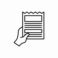 Outline newspapers with hand icon.Newspapers with hand vector illustration. Symbol for web and mobile