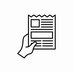 Outline newspapers with hand icon.Newspapers with hand vector illustration. Symbol for web and mobile