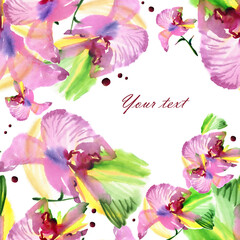  Watercolor floral background orchid