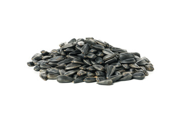 Bunch of sunflower seeds isolated on white background