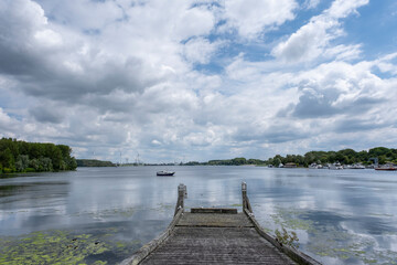 motor yacht at Lake Brielse Meer near Brielle, South Holland, Netherlands