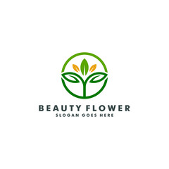 Abstract elegant flower logo icon vector design. Universal creative premium symbol. Nature green leaf logotype