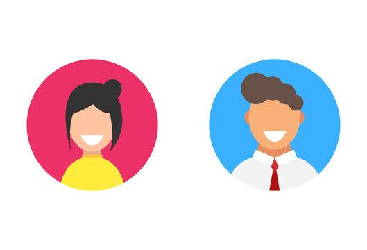 Male and female  icon set. Gentleman and lady sign. Man and woman user avatar. Boy and Girl. Genders. Flat style.