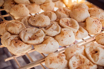National arabian bread pita in the bakery.