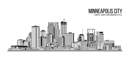 Cityscape Building Abstract Simple shape and modern style art Vector design - Minneapolis city