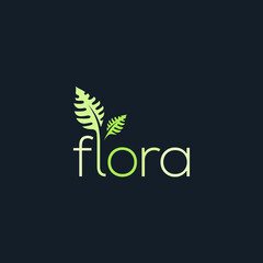 flora logo typography leaf green