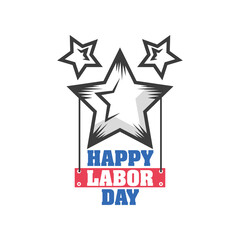Obraz premium label happy labor day celebration on white background