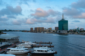 A picture of the lagos lagoon from the Falomo overhead bridge