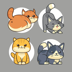 Cute Cat Cartoon Gesture Collection Set