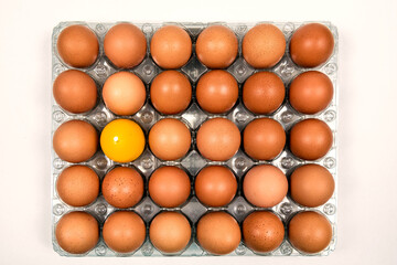 Organic extra large eggs pack of twenty nine plus one extra burning candle egg. View from the top. 