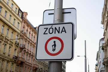 No segway - traffic sign and roadsign is prohibiting to use segway as transport vehicle on the...