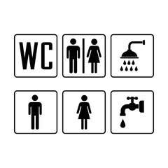 Toilet icon set, wc restroom sign, vector illustration