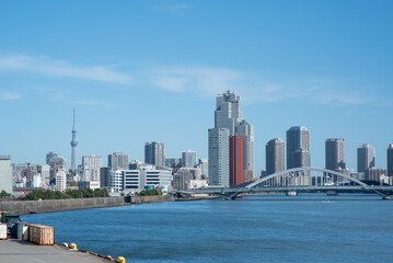 Fototapeta na wymiar View from Takeshiba wharf