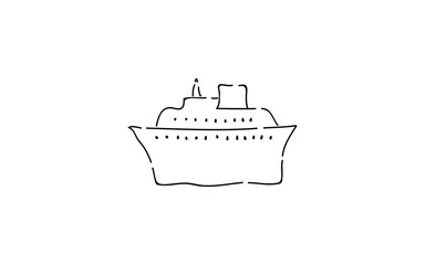 Obraz premium アナログ手書き風のゆるいタッチのアイコン：クルーザー