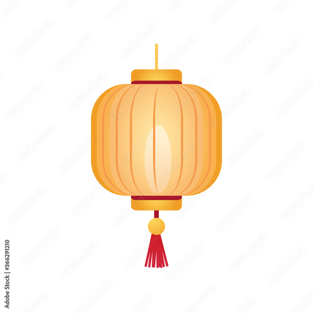 Sticker chinese lamp on white background