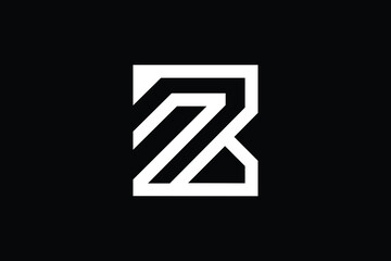 Minimal Innovative Initial ZB logo and BZ logo. Letter ZB BZ creative elegant Monogram. Premium Business logo icon. White color on black background