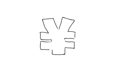 アナログ手書き風のゆるいタッチのアイコン：円マーク