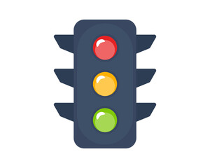 Traffic light flat icon. Three colors. Trendy Flat Style. Illustration isolated on a white background