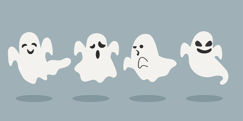 Set of halloween ghosts  vector illustration
