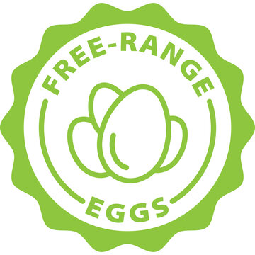 free range eggs isolated green outline stamp icon vector circle