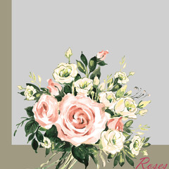  Beautiful floral background with spring flowers and roses