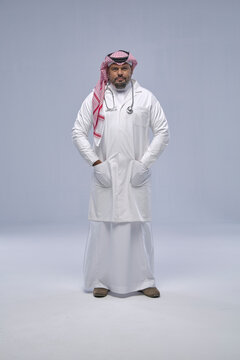 A Saudi doctor on white background