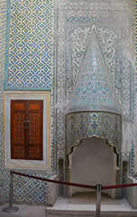An ornate fireplace in the Harem of Topkapi Palace in Istanbul, Turkey
