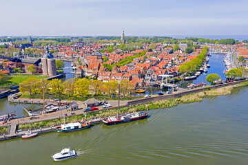 Obraz premium Aerial from the city Enkhuizen in the Netherlands