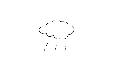 アナログ手書き風のゆるいタッチのアイコン：雨降り