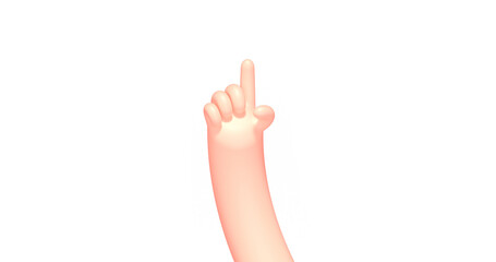 3d render cartoon hand with pointing finger