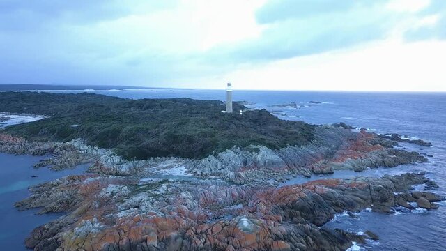 Aerial Shot of Eddystone Point Lighthouse, Bay of Fires Conservation Area, Tasmania